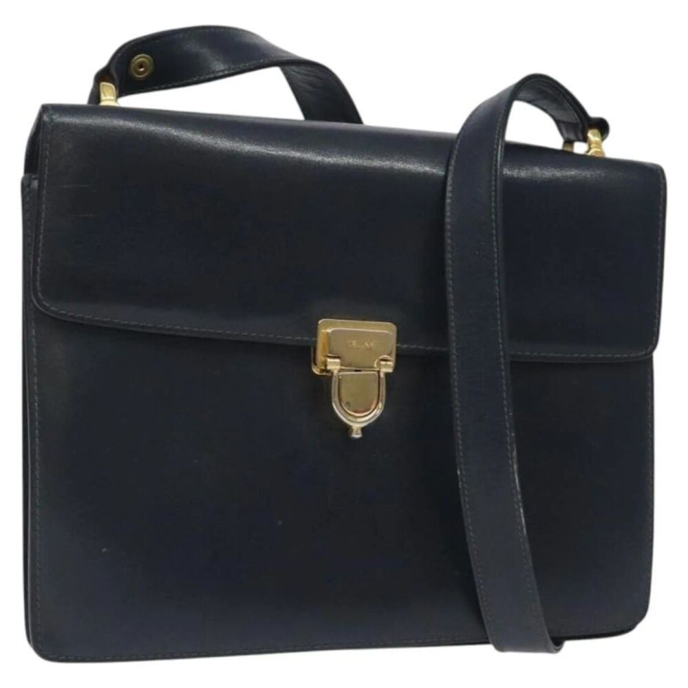 Celine Vintage Leather Navy Leather Shoulder Bag Bag
